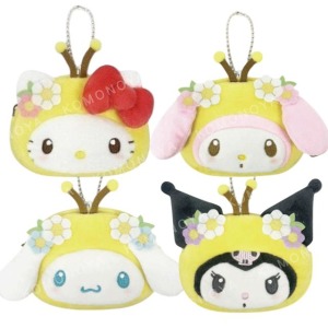 Sanrio 三麗鷗 絨毛造型收納包吊飾 (蜜蜂裝) Kitty 美樂蒂 酷洛米 大耳狗