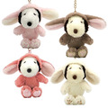 FUWAKUTA 史努比 絨毛玩偶鑰匙圈吊飾 (垂耳兔裝款)