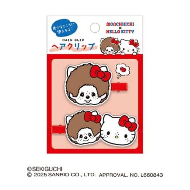 Sanrio 三麗鷗 Hello Kitty x 蒙奇奇 矽膠造型髮夾2入組 (大臉款)