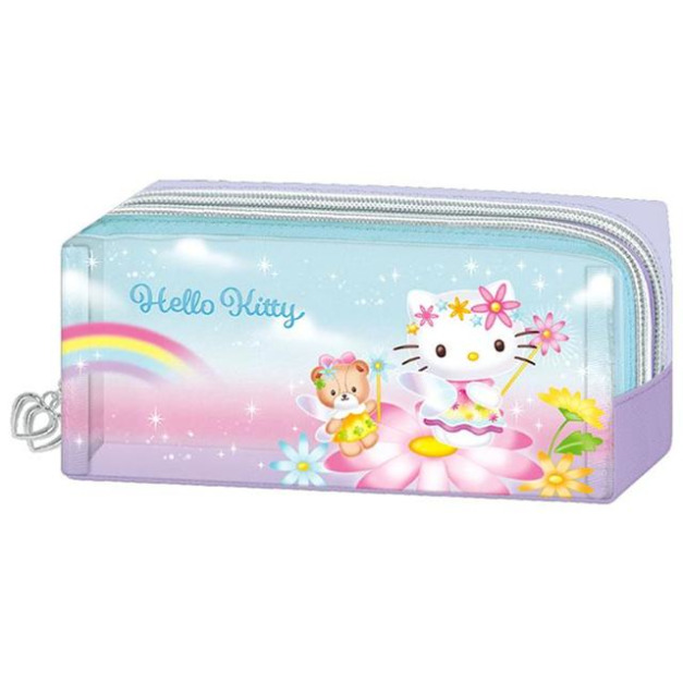 Sanrio 三麗鷗 Hello Kitty 透明窗口方形拉鍊筆袋 (fantasy 花仙子)