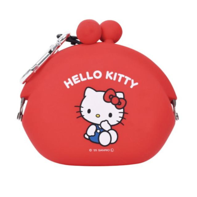 Sanrio 三麗鷗 Hello Kitty 矽膠口金零錢包 p+g (紅坐姿款)