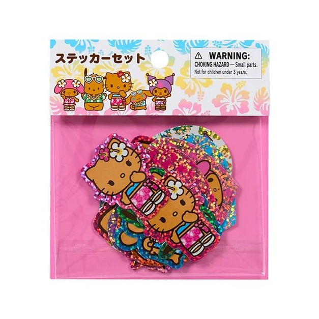 ▲預購特價【限購】Sanrio 三麗鷗 PVC造型貼紙組 17枚入 (夏威夷微醺假期)