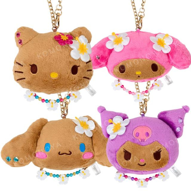 ▲預購特價【限購】Sanrio 三麗鷗 絨毛玩偶隨身鏡 (夏威夷微醺假期) Kitty 美樂蒂 酷洛米 大耳狗