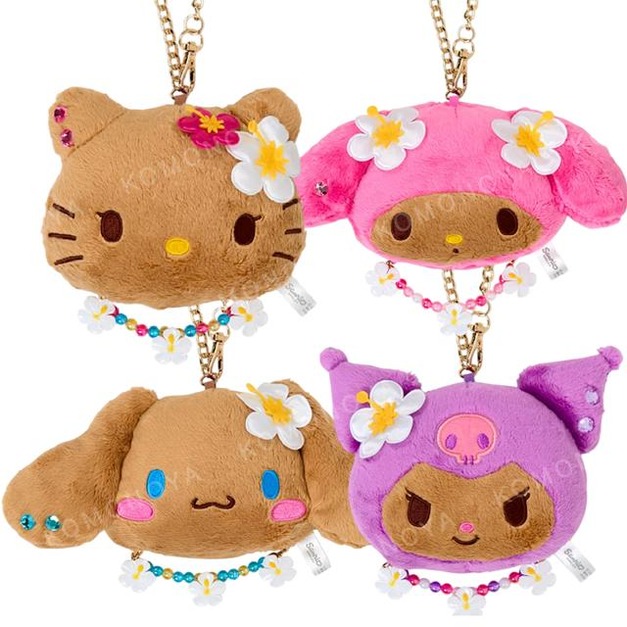 ▲預購特價【限購】Sanrio 三麗鷗 絨毛玩偶隨身鏡 (夏威夷微醺假期) Kitty 美樂蒂 酷洛米 大耳狗