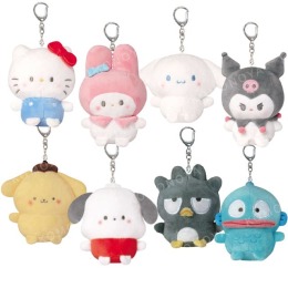 Sanrio 三麗鷗 絨毛玩偶鑰匙圈 (胖胖豆豆眼款) Kitty 大耳狗 酷洛米 美樂蒂