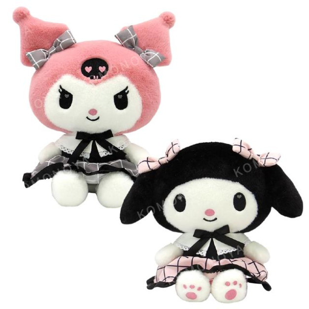 Sanrio 三麗鷗 絨毛玩偶娃娃 S (黑粉格紋) 美樂蒂 酷洛米