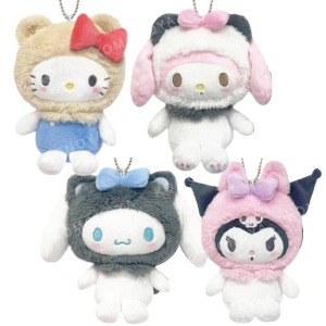 Sanrio 三麗鷗 絨毛玩偶零錢包吊飾 (動物頭套系列) Kitty 美樂蒂 酷洛米 大耳狗