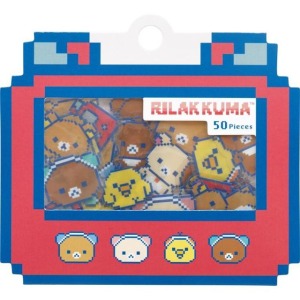 San-X 拉拉熊 PVC造型貼紙組 50枚入 (電玩像素風款)