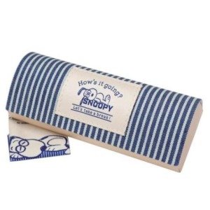 史努比 眼鏡盒附拭鏡布 (藍條紋款)