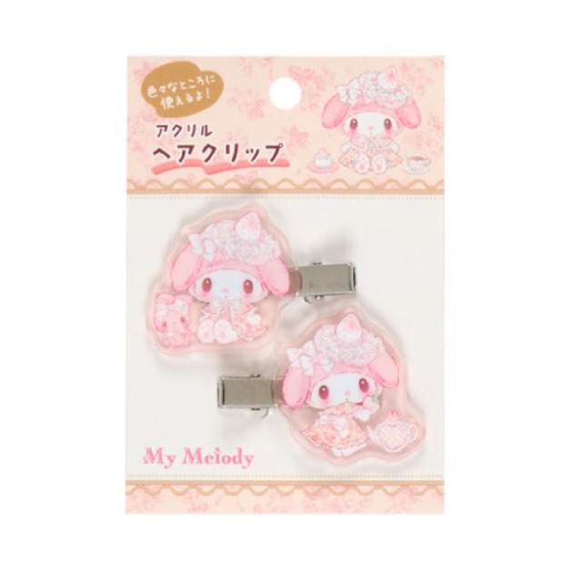 Sanrio 三麗鷗 美樂蒂 壓克力造型髮夾2入組 (淡雪午茶時光)