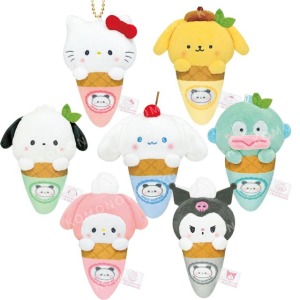 Sanrio 三麗鷗 絨毛玩偶吊飾 (甜筒款) Kitty 酷洛米 大耳狗 布丁狗