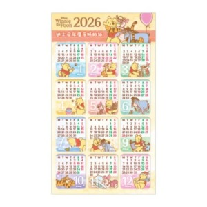 Disney 迪士尼 小熊維尼 2026 年曆手帳貼紙 月曆貼紙