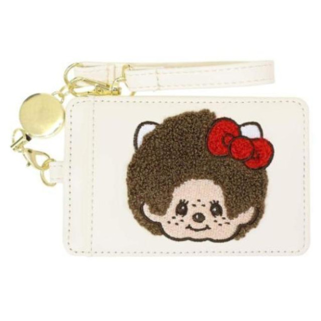 Sanrio 三麗鷗 Hello Kitty x Monchhichi 皮質刺繡易拉扣票卡套 (大臉款)