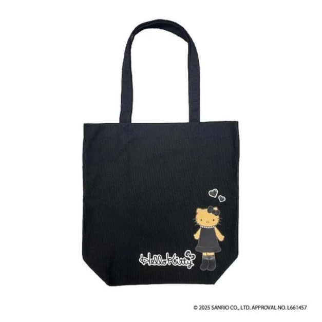 現貨▲特價 Sanrio 三麗鷗 Hello Kitty 棉質肩背袋 (長腿黑洋裝)