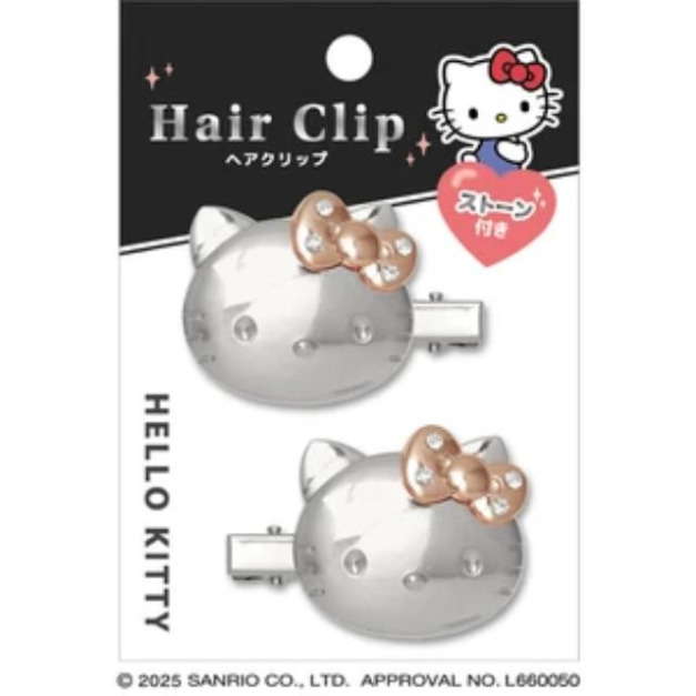 【10/20預購結單】▲特價 Sanrio 三麗鷗 Hello Kitty 造型髮夾2入組 (銀 極光銀系列)