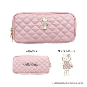 現貨▲特價 Sanrio 三麗鷗 Hello Kitty 皮質菱格紋收納包 (長腿粉洋裝)