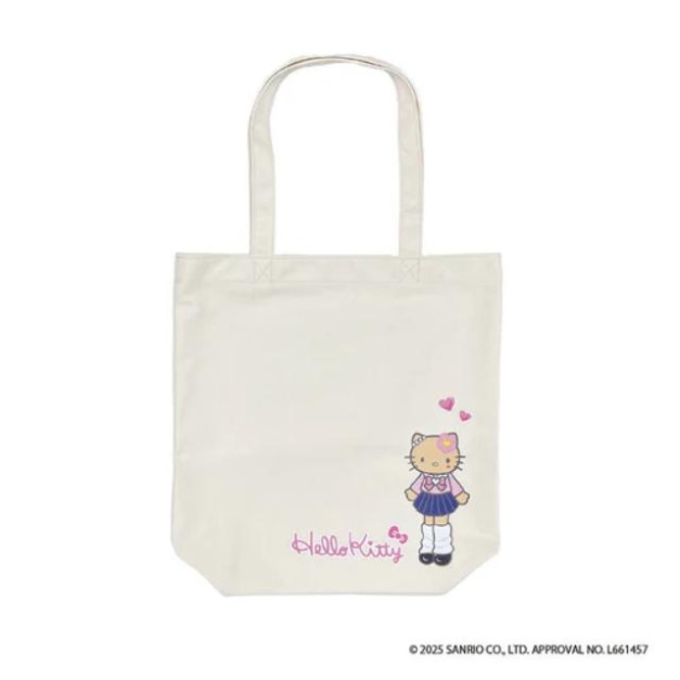 【10/14預購結單】▲特價 Sanrio 三麗鷗 Hello Kitty 棉質肩背袋 (長腿粉制服)