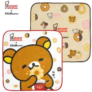 San-X  拉拉熊 x mister donut 棉質方巾 25x25cm (甜甜圈款)