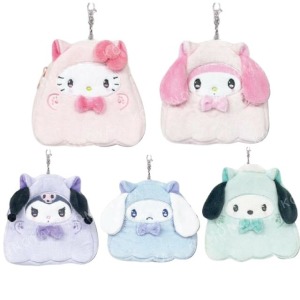 Sanrio 三麗鷗 絨毛造型伸縮票卡套 (貓咪幽靈款) Kitty 美樂蒂 帕恰狗 漢頓