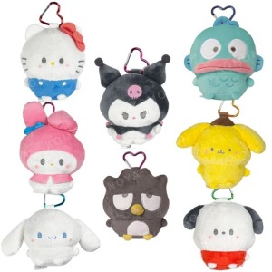 Sanrio 三麗鷗 絨毛玩偶零錢包吊飾 (圓滾滾款) Kitty 美樂蒂 酷洛米 大耳狗