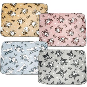 Sanrio 三麗鷗 絨毛毛毯 100x70cm (豹紋蝴蝶結款) Kitty 美樂蒂 大耳狗