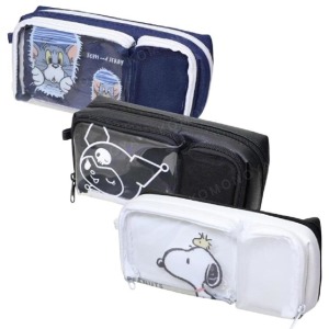 Sanrio 三麗鷗 史努比 湯姆貓與傑利鼠 皮質方形多口袋拉鍊筆袋 (大臉款)