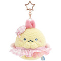 San-X 角落生物 炸蝦 絨毛玩偶吊飾 (粉格裙貝雷帽款）