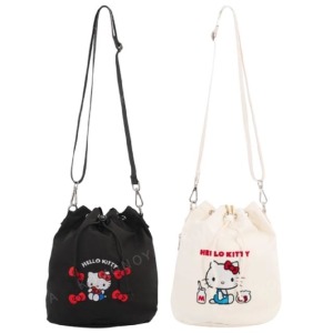 Sanrio 三麗鷗 Hello Kitty 尼龍束口兩用斜背包 (坐姿款)