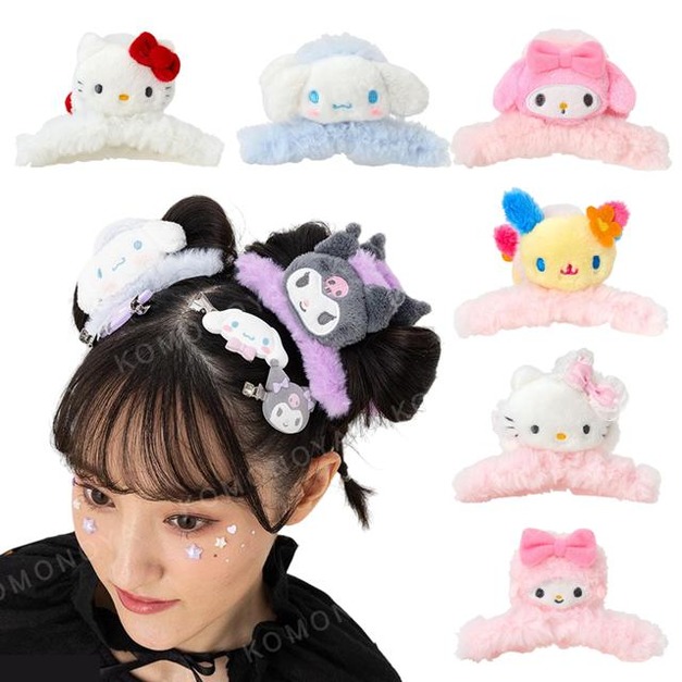 Sanrio 三麗鷗 絨毛造型鯊魚夾 (大臉款) Kitty 美樂蒂 大耳狗 酷洛米