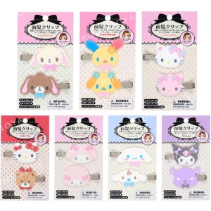 Sanrio 三麗鷗 植絨造型髮夾2入組 (好友大臉款) Kitty 美樂蒂 大耳狗