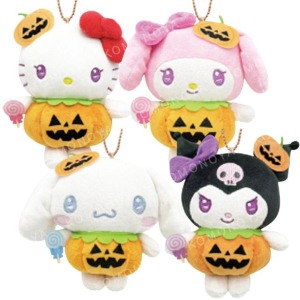 Sanrio 三麗鷗 絨毛玩偶零錢包吊飾 (萬聖節南瓜款) Kitty 美樂蒂 大耳狗