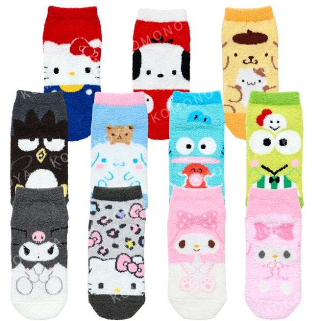 Sanrio 三麗鷗 成人絨毛短襪 23-25cm (經典款) Kitty 大耳狗 酷洛米