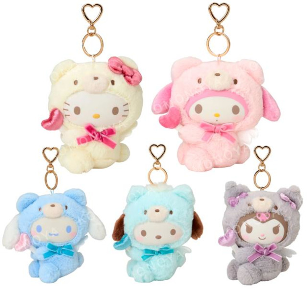Sanrio 三麗鷗 搪膠臉絨毛玩偶吊飾 (天使熊) Kitty 美樂蒂 酷洛米 大耳狗
