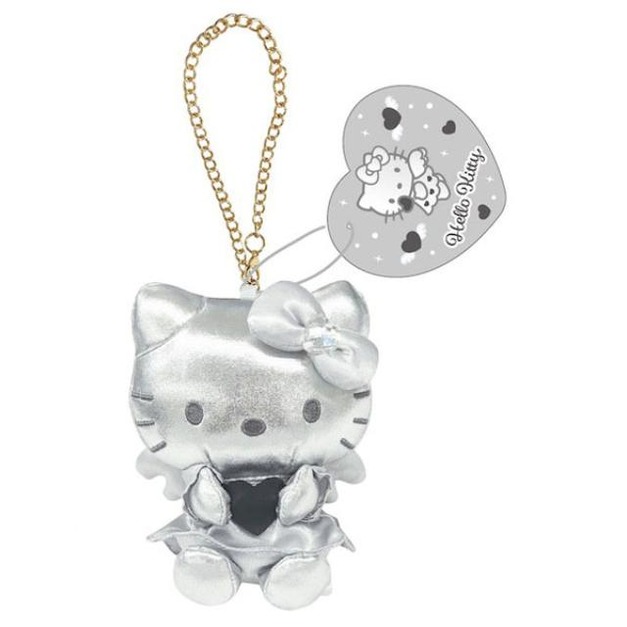 ▲特價【限購】Sanrio 三麗鷗 Hello Kitty 皮質玩偶吊飾 (銀 灰階黑天使系列)