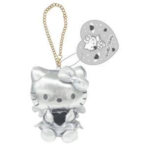 ▲特價【限購】Sanrio 三麗鷗 Hello Kitty 皮質玩偶吊飾 (銀 灰階黑天使系列)