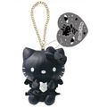 ▲特價【限購】Sanrio 三麗鷗 Hello Kitty 皮質玩偶吊飾 (黑 灰階黑天使系列)
