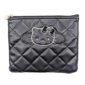 ▲特價【限購】Sanrio 三麗鷗 Hello Kitty 皮質扁平收納包 (黑 灰階黑天使系列)