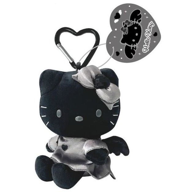 ▲特價【限購】Sanrio 三麗鷗 Hello Kitty 愛心扣環絨毛玩偶吊飾 (黑 灰階黑天使系列)