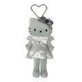 ▲特價【限購】Sanrio 三麗鷗 Hello Kitty 愛心扣環絨毛長腿玩偶吊飾 (銀 灰階黑天使系列)