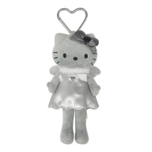 ▲特價【限購】Sanrio 三麗鷗 Hello Kitty 愛心扣環絨毛長腿玩偶吊飾 (銀 灰階黑天使系列)