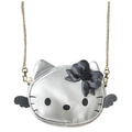 ▲特價【限購】Sanrio 三麗鷗 Hello Kitty 皮質造型斜背包 (銀 灰階黑天使系列)