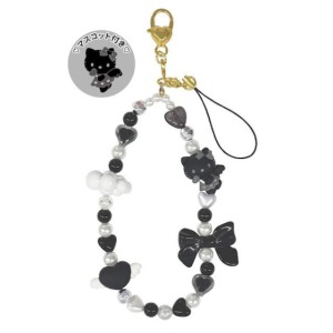 ▲特價【限購】Sanrio 三麗鷗 Hello Kitty 串珠手機吊飾 (黑 灰階黑天使系列)