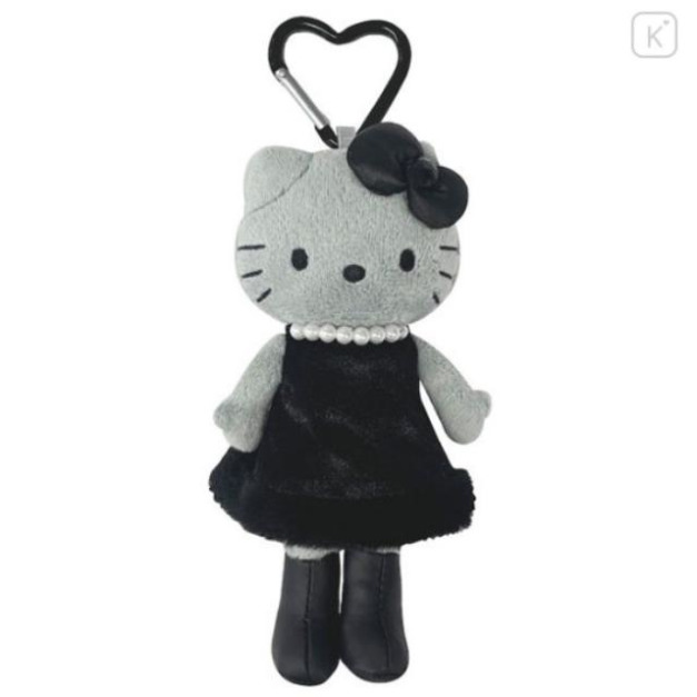 ▲特價【限購】Sanrio 三麗鷗 Hello Kitty 愛心扣環絨毛長腿玩偶吊飾 (珍珠洋裝 灰階黑天使系列)
