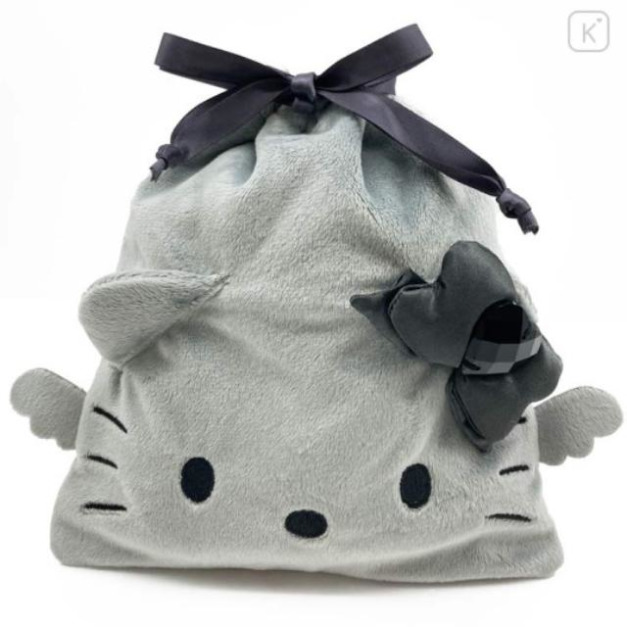 ▲特價【限購】Sanrio 三麗鷗 Hello Kitty 造型束口袋 (銀 灰階黑天使系列)