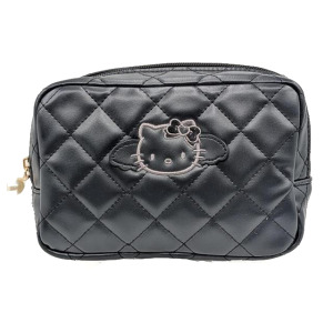 ▲特價【限購】Sanrio 三麗鷗 Hello Kitty 皮質化妝包 (黑 灰階黑天使系列)