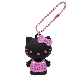 Sanrio 三麗鷗 Hello Kitty 立體公仔吊飾 (黑粉豹紋款)