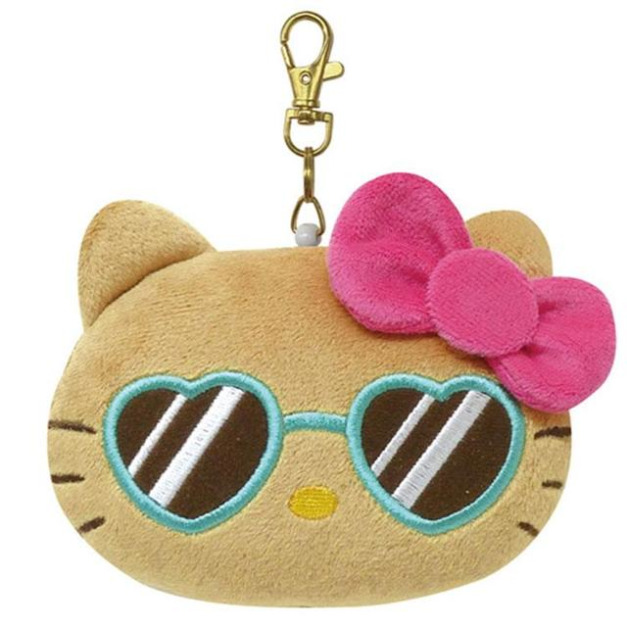 Sanrio 三麗鷗 Hello Kitty 絨毛造型票卡零錢包 (墨鏡 千禧Y2K)