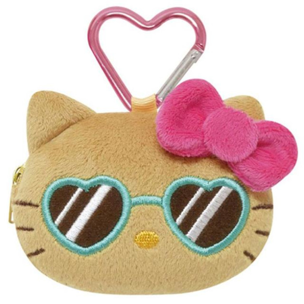 Sanrio 三麗鷗 Hello Kitty 絨毛造型零錢包吊飾 (墨鏡 千禧Y2K)