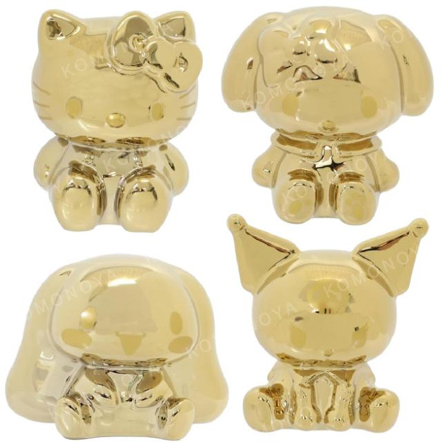 Sanrio 三麗鷗 陶瓷造型存錢筒 (金色款) 大耳狗 Kitty 美樂蒂
