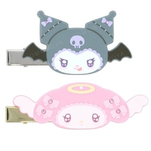 Sanrio 三麗鷗 x 粧美堂 壓克力造型髮夾2入組 (緞帶 天使與惡魔) 美樂蒂 酷洛米